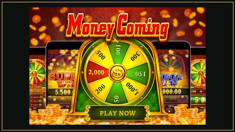 Numeric reels and golden 4th multiplier wheel on JILI Money Coming