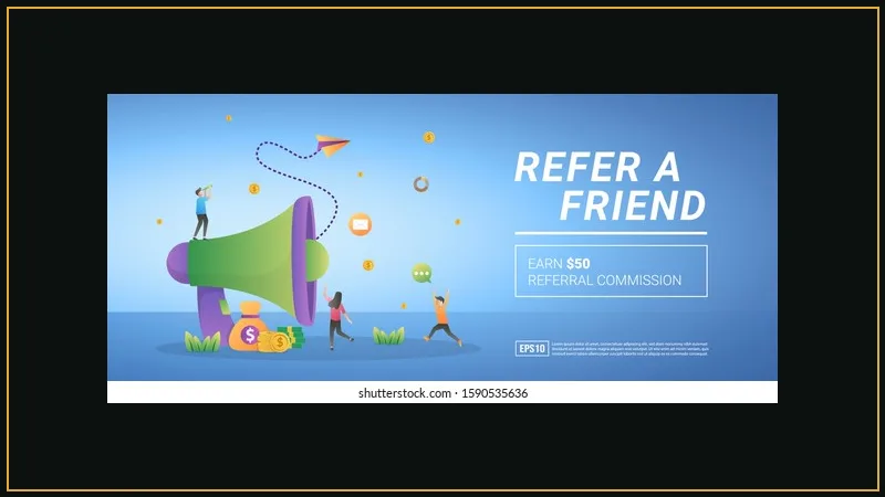 Referral network graphic showing cash rewards for sharing invite links with friends